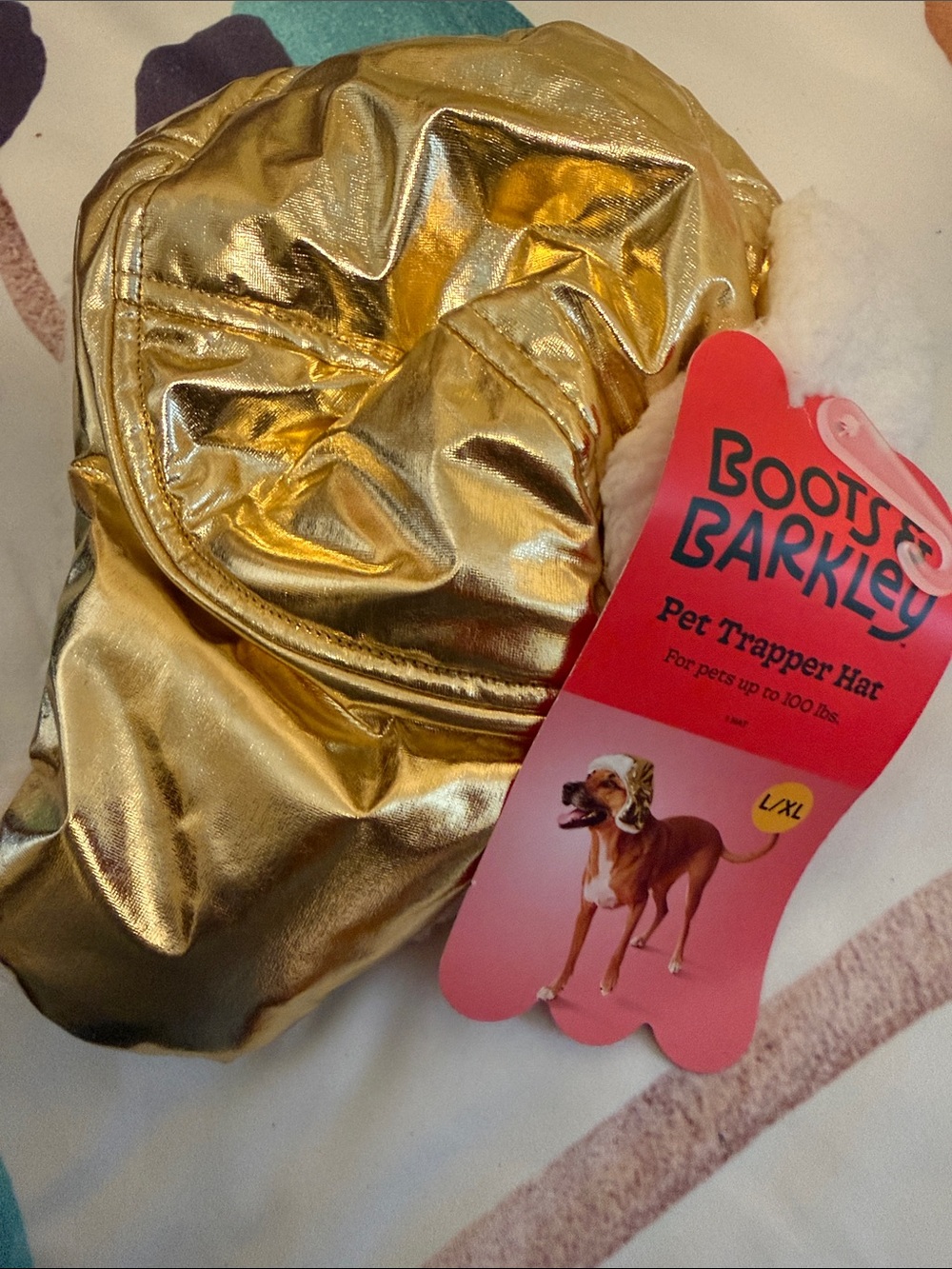 NWT Boots & Barkley Metallic Gold Pet Trapper Hat